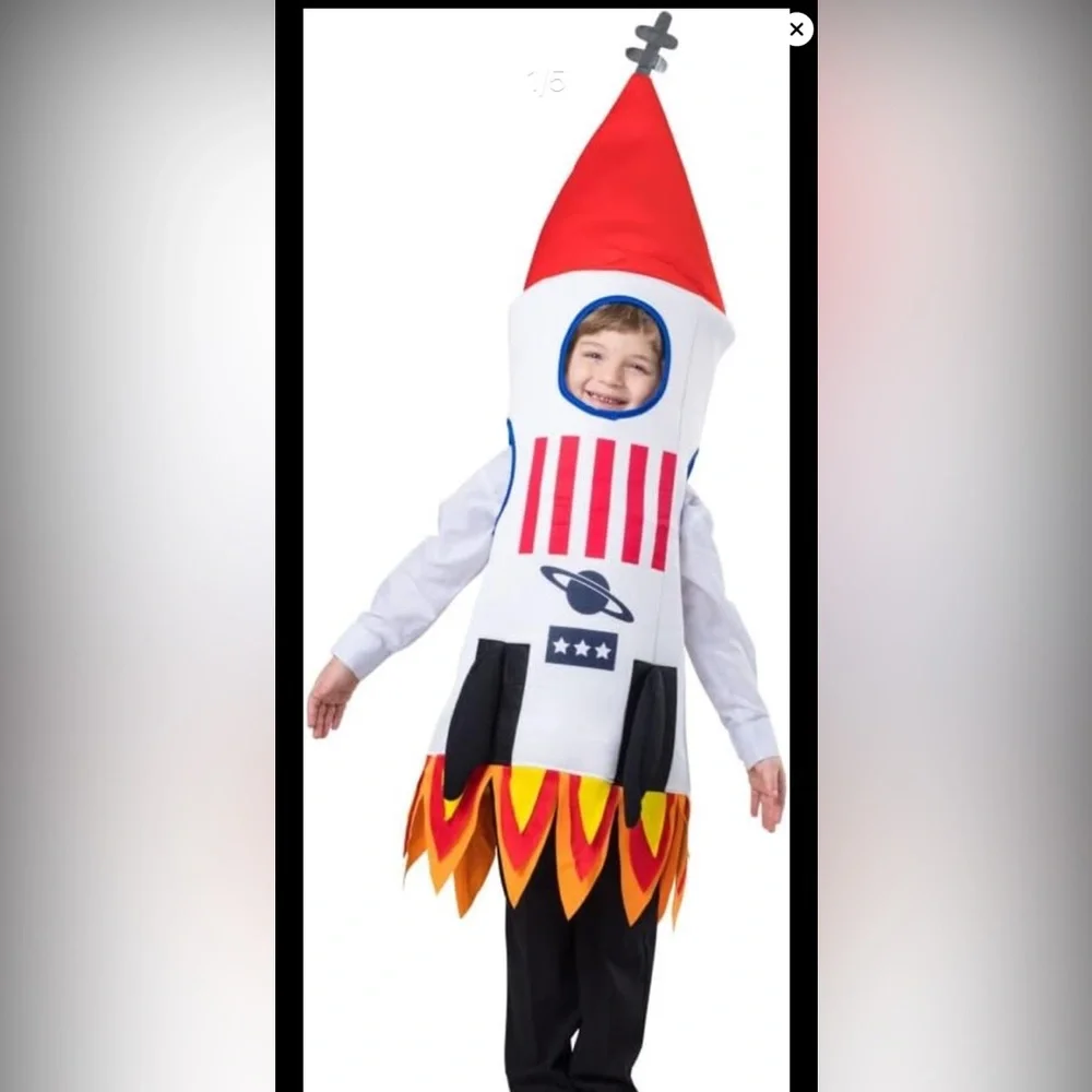 Rocket Ship Kids Costume - Red, White, and Black
